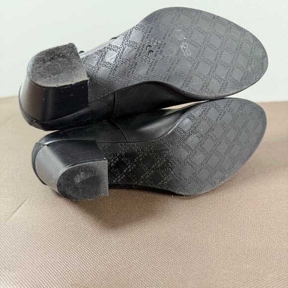 Vionic Black Weather Resisitant Bootie Black Leather Pull On Ankle Outdoor Sz 11 - Picture 9 of 11